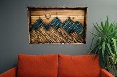 Mountain Scene Rustic Wall Decor | Mountain Moon Reclaimed Wall Art 1 small