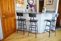 Reclaimed Wood Stool | With Gunmetal Backrest 3 small