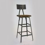 Reclaimed Wood Stool | With Gunmetal Backrest 1 small
