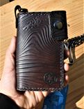 Handmade Leather Biker Wallet Vegetable Tan The Mandalorian Beskar Steel Gray 5 small