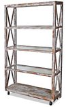 Distressed Finish Reclaimed Wood Bookcase 1 small