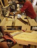 Wing Back Chair Industrial Modern Reclaimed Wood 6 small