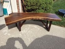 Beautiful Curved Live Edge Walnut Coffee Table Or Bench 1 small