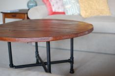 Custom Rustic Wood Coffee Table With Industrial Pipe Legs 1 small