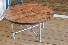 Custom Rustic Wood Coffee Table With Industrial Pipe Legs 4 small