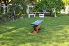 Glass And Patinated Steel Bench 5 small