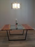 Pecan + Glass Square Dining Table 2 small
