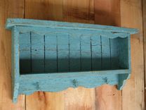 Turquoise Blue Wall Shelf, Distressed, Handmade, Cedar, Shabby Chic, French 1 small