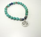 Silver Horse Charm Gemstone Bracelet 3 small