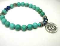 Silver Horse Charm Gemstone Bracelet 4 small
