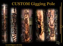 Flounder, Gigging, Poles, Hand Carved, Wood Burned, 5ft, Wood Pole 1 small