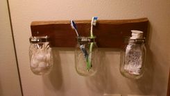 Barnwood Mason Jar Bathroom Supply Holder 1 small