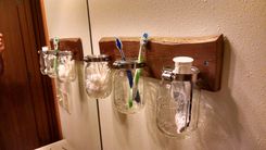 Barnwood Mason Jar Bathroom Supply Holder 2 small
