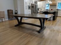White Oak Trestle Dining Set 4 small