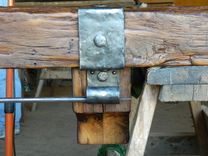 Hand Hewn Mantel With Christmas Stocking Ironwork 2 small