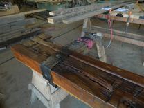 Hand Hewn Mantel With Christmas Stocking Ironwork 4 small