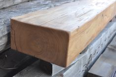 Rustic Fireplace Mantel - Rare 1800s Rectangular, Elm Hand Hewn 1 small