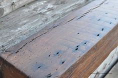 Rustic Mantel Beam - Dark White Oak 8×8 With Lots Of Nail Holes 1 small
