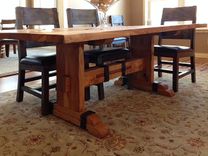 Solid Reclaimed White Oak Dining Table With Iron Accents 4 small