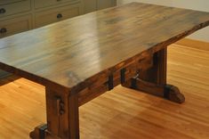 Solid Reclaimed White Oak Dining Table With Iron Accents 7 small