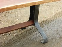 Black Walnut Slab Table With Hand Hammered Industrial Base 2 small