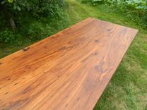 Reclaimed Wood Table With Flat Iron Base 3 small