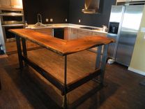 Reclaimed Wood Table With Flat Iron Base 6 small
