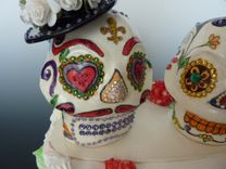Sugar Skull Wedding Cake Topper 3 small