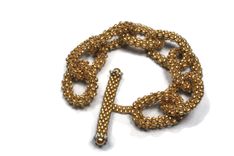 Brushed Gold Beaded Chain Link Bracelet 2 small