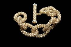 Brushed Gold Beaded Chain Link Bracelet 3 small