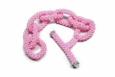 Baby Pink Beaded Chain Link Bracelet 2 small