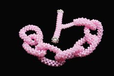 Baby Pink Beaded Chain Link Bracelet 3 small