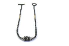 Black Silvery Beaded Bead Necklace 3 small