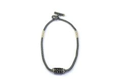 Black Silvery Beaded Bead Necklace 4 small