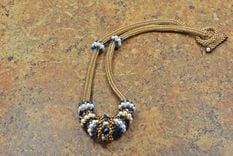 Bronze And Sapphire Beaded Necklace With Pearl And Crystal Beaded Beads 5 small