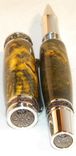 Hand Crafted Majestic Rhodium & Black Titanium Rollerball Pen Double Dyed Buckeye Burl 4 small