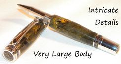 Hand Crafted Majestic Rhodium & Black Titanium Rollerball Pen Double Dyed Buckeye Burl 3 small