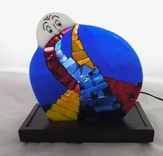 Fused Glass Moon Sculpture - To The Moon 1 small