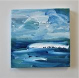 Beach Art Canvas, Tiny Art, Seascape Painting, 4" X 4", Nautical Décor 1 small