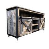 Rustic Industrial Barn Board Media Stand / Tv Stand W/ Sliding Barn Doors 1 small