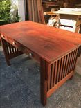 Figured Sapele Top Mission Style Writing Desk 3 small