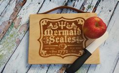 Mermaid Engraved Maple Bread Board / Cutting Board 1 small
