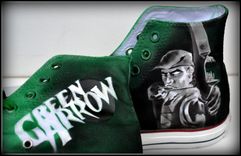 Green Arrow Sneakers, Mens Converse, Custom Converse, Unisex Sizes 4 small
