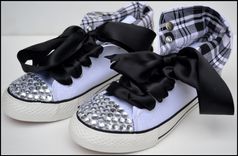 Girls Rhinestone Hightops, Girls Bling Shoes, Custom Rhinestone Shoes, Size 6, Tween 1 small