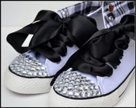 Girls Rhinestone Hightops, Girls Bling Shoes, Custom Rhinestone Shoes, Size 6, Tween 4 small