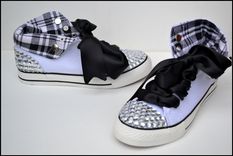 Girls Rhinestone Hightops, Girls Bling Shoes, Custom Rhinestone Shoes, Size 6, Tween 3 small