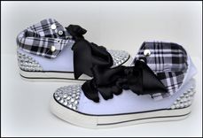 Girls Rhinestone Hightops, Girls Bling Shoes, Custom Rhinestone Shoes, Size 6, Tween 5 small