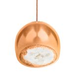 Led Geode Copper Leafed Gem & Porcelain Mini Clay Pendant Light 1 small