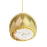 Led Geode Brass Leafed Gem & Porcelain Mini Clay Pendant Light 1 small