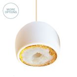 Led Geode Leafed Gem & Porcelain Mini Matte White Clay Pendant Light 1 small
